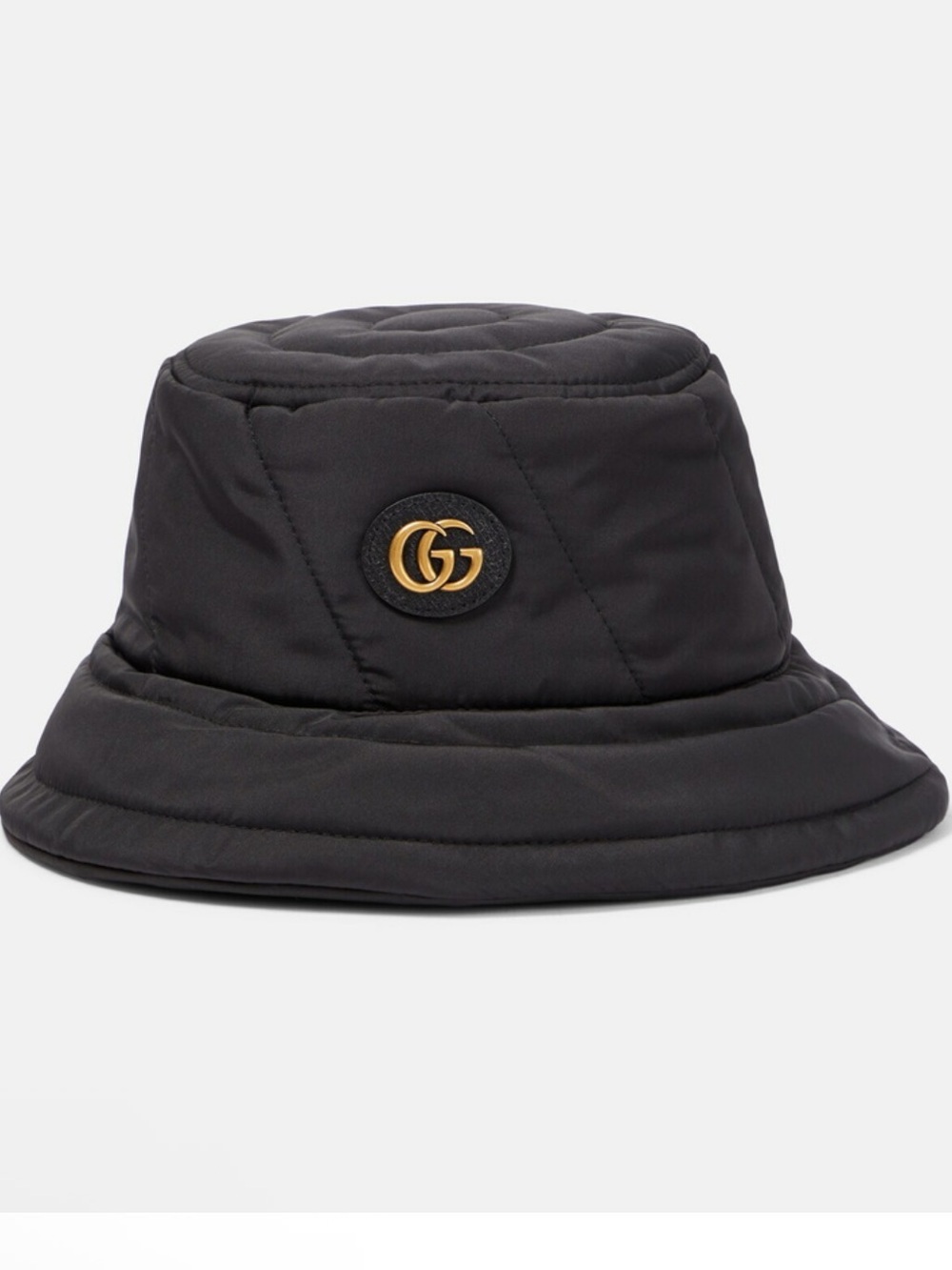 Gucci Double G Leather Patch Quilted Bucket Hat